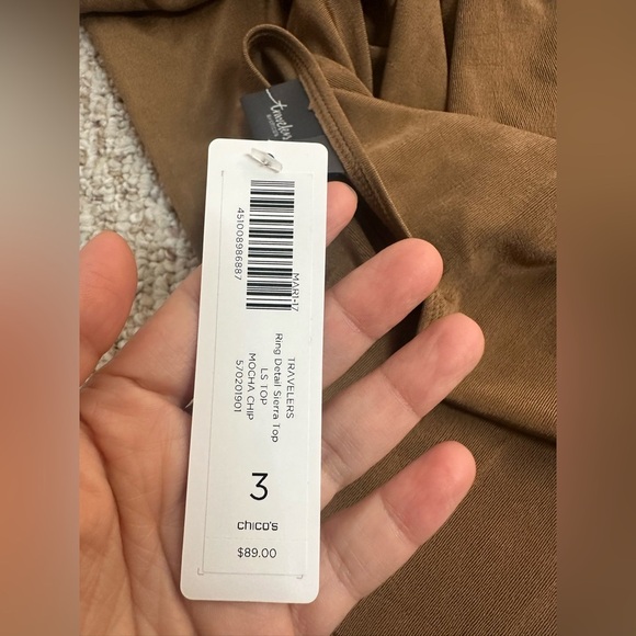 Chicos Travelers Slinky Ring Detail Sierra top size 3 or L NWT - Picture 5 of 6